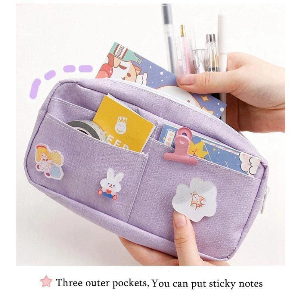Kawaii Purple Canvas Pencil Case, Purple - Image 2
