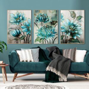 Blue Flowers HandPainted Painting Art On Canvas