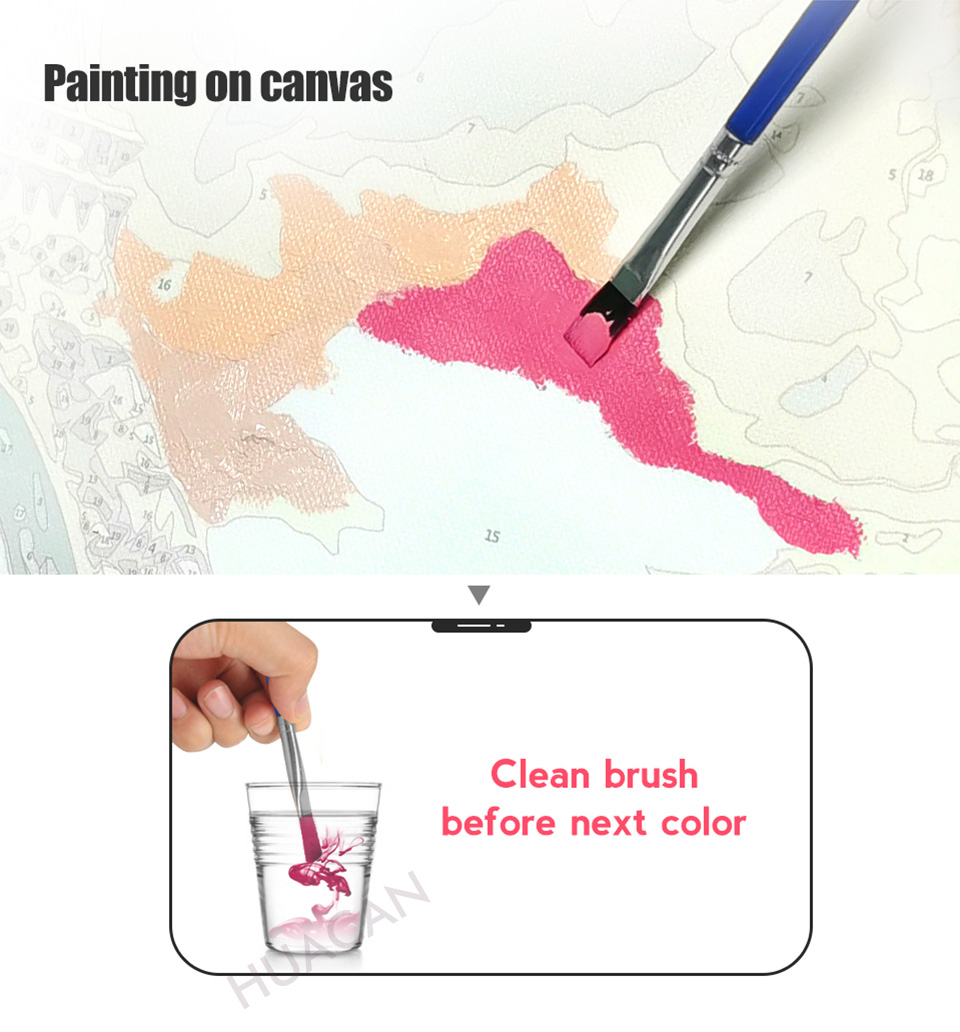 Pink Flower Kits Handpainted Picture By Number - Image 8