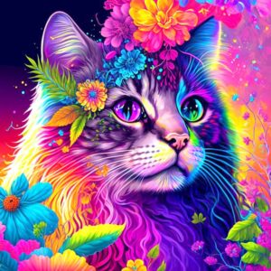 Colorful Cat Frame Acrylic Paint With Numbers