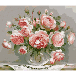 Flowers Canvas Drawing Figure Oil Painting, Roses With Ready Frame