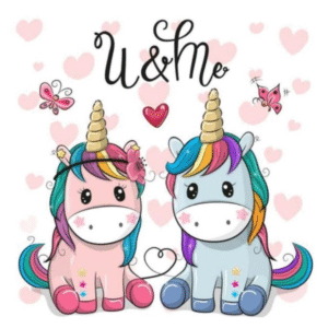 Cartoon Painting By Numbers, Cute Unicorn Couples